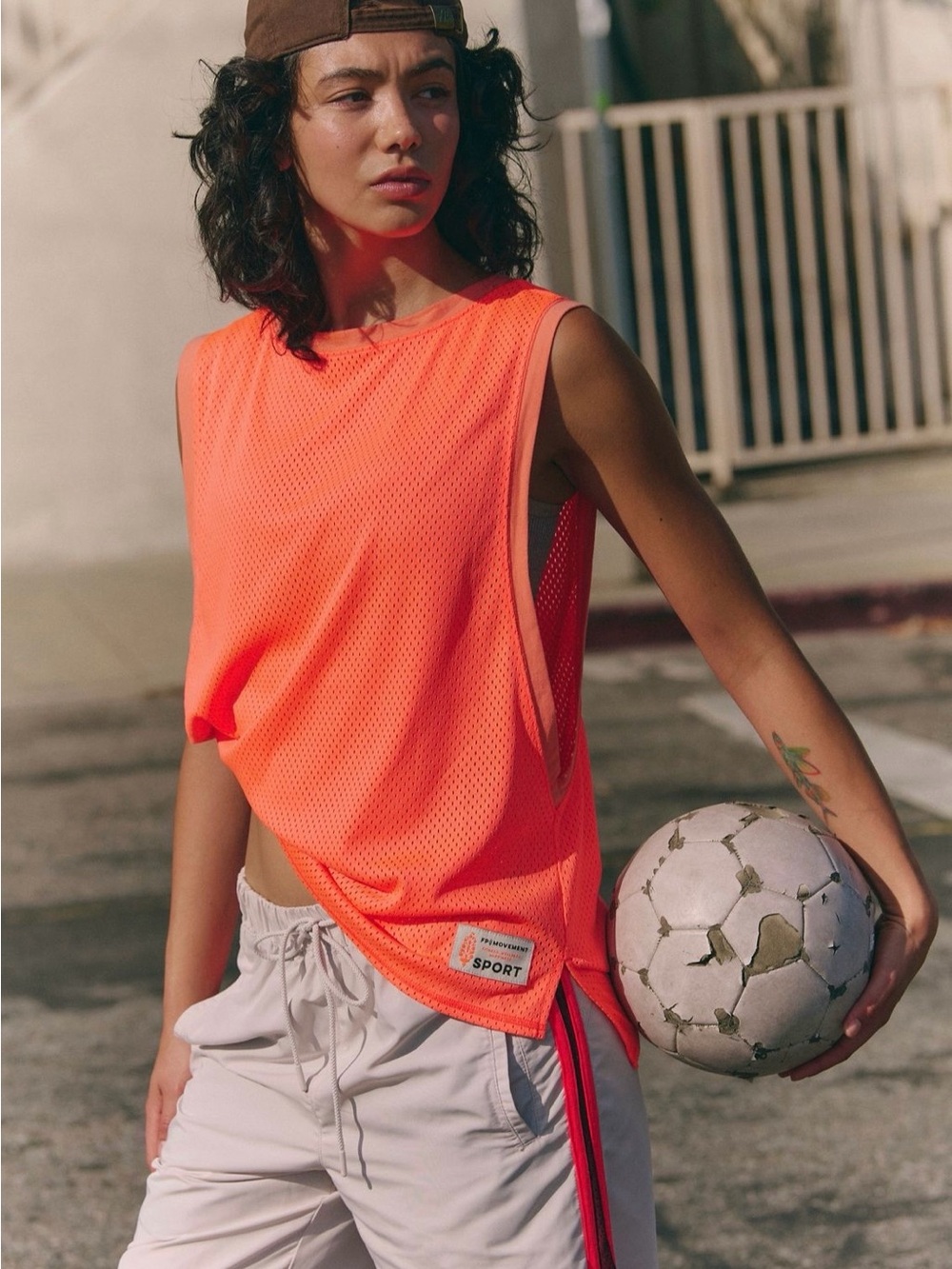 Free People FP Movement Penny Mesh Tank Bright Orange Medium